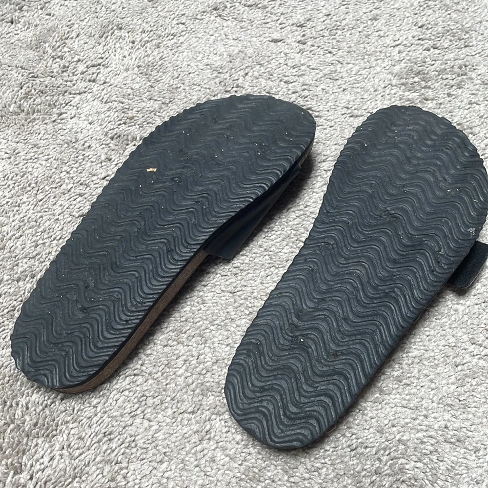 - Rubi black slides cork size Medium vegan leather 7/8